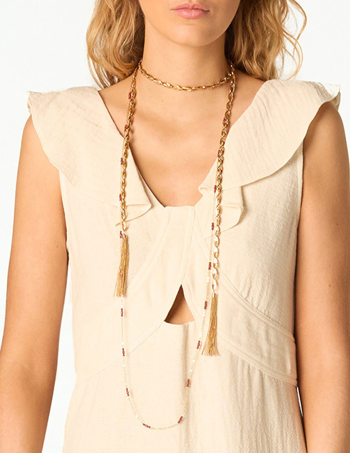 COLLAR CADENA LARGA DORADO