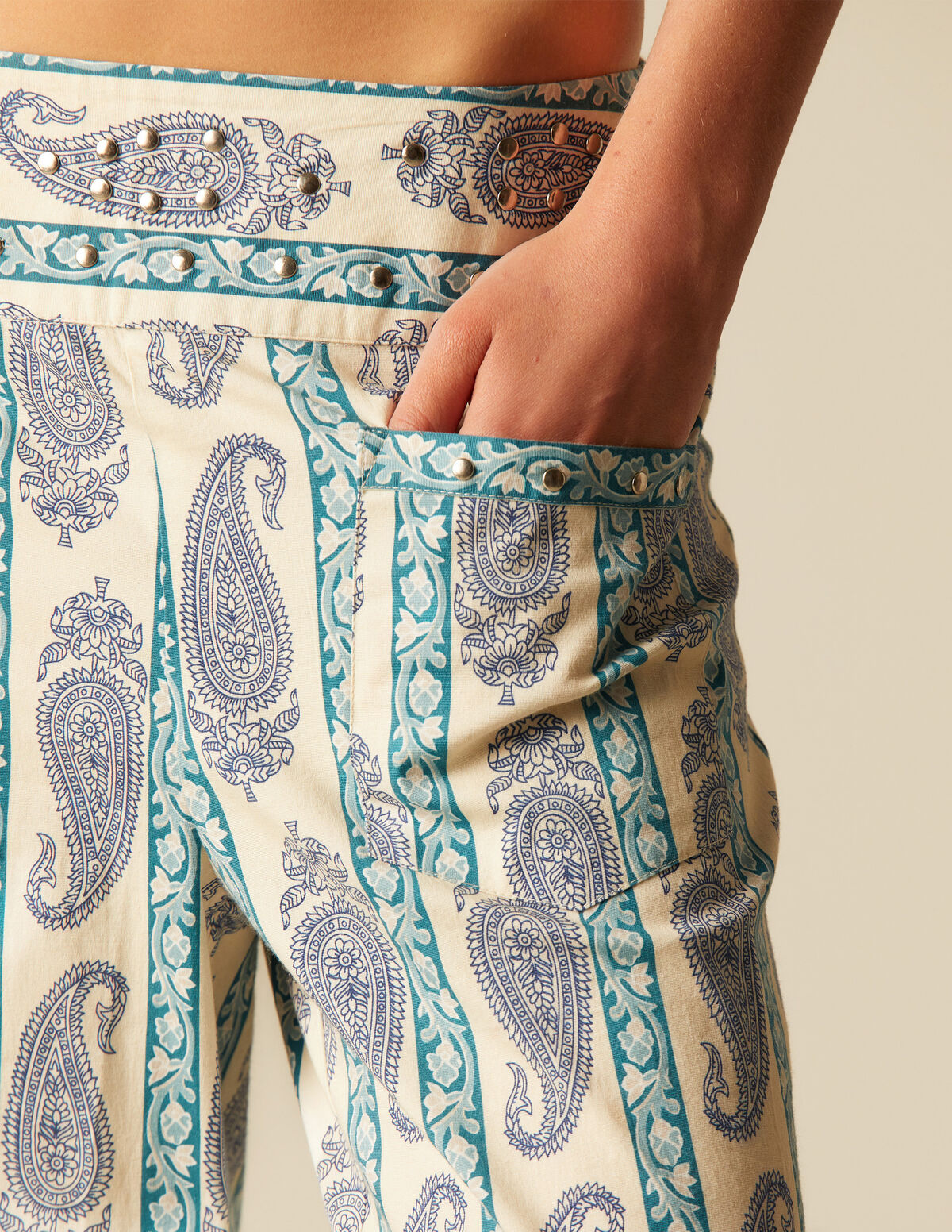 STRAWBERRY PAISLEY STUDDED TROUSERS