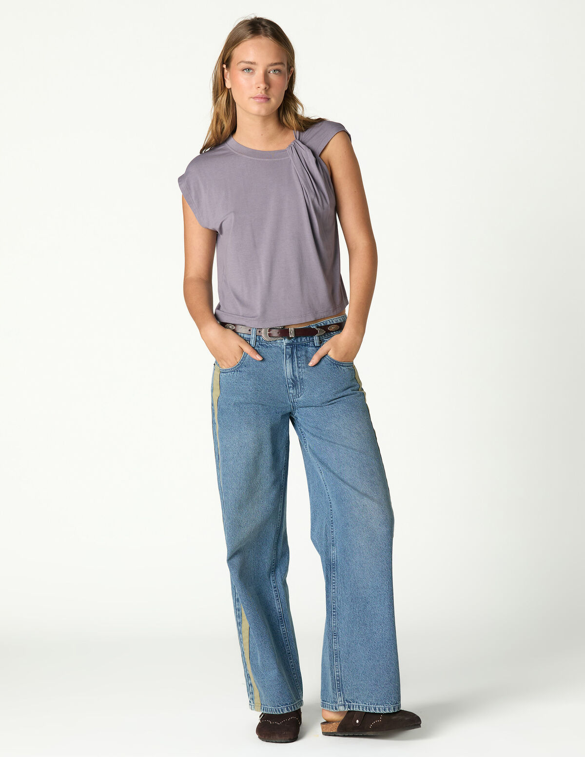 ANTHRACITE CONTRAST STRAP JEANS