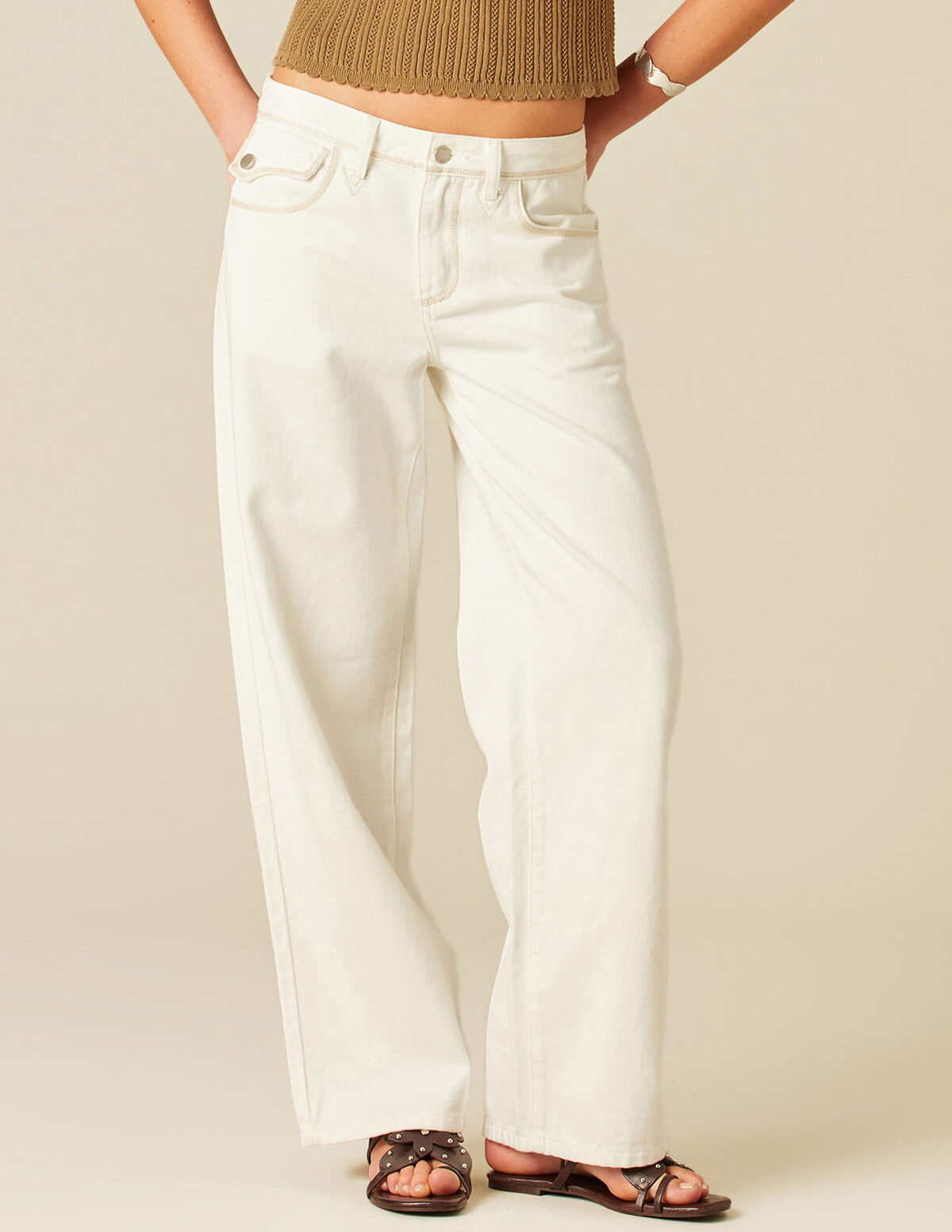 WHITE EMBROIDERED TROUSERS