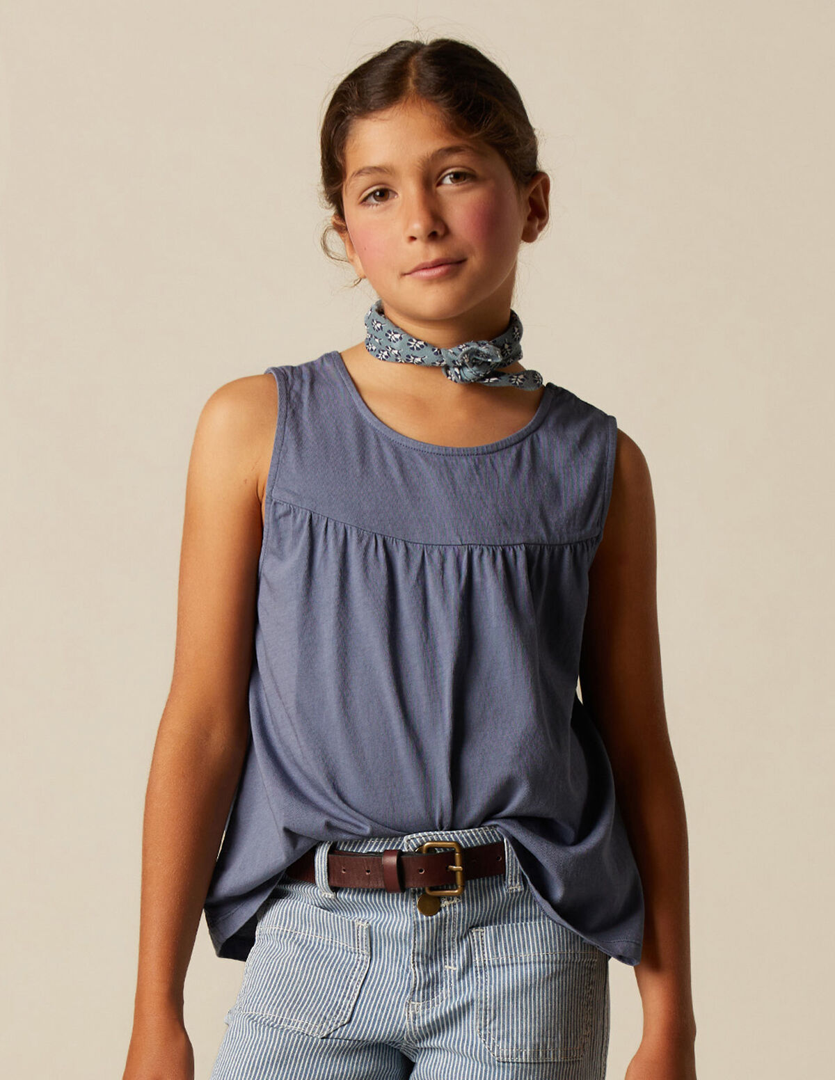 BLUE SLEEVELESS T-SHIRT