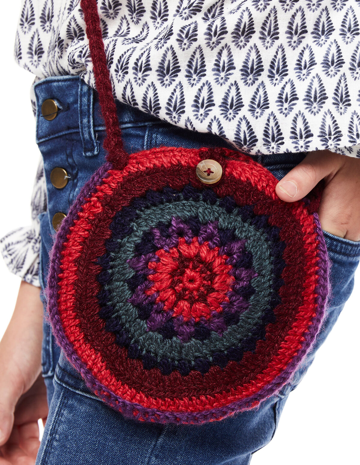 Bandolera punto multicolor redonda mora