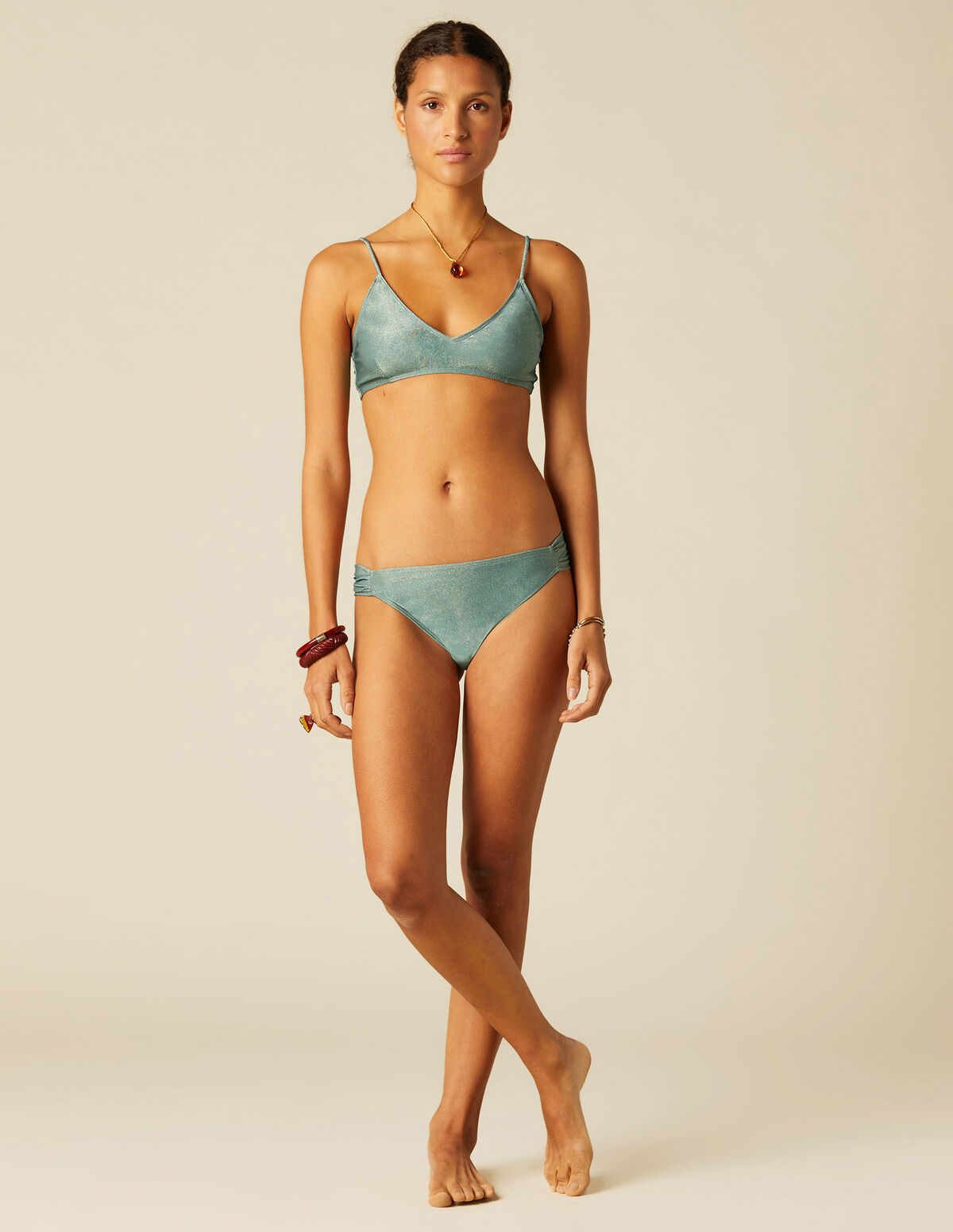 GREEN TEXTURED BIKINI
