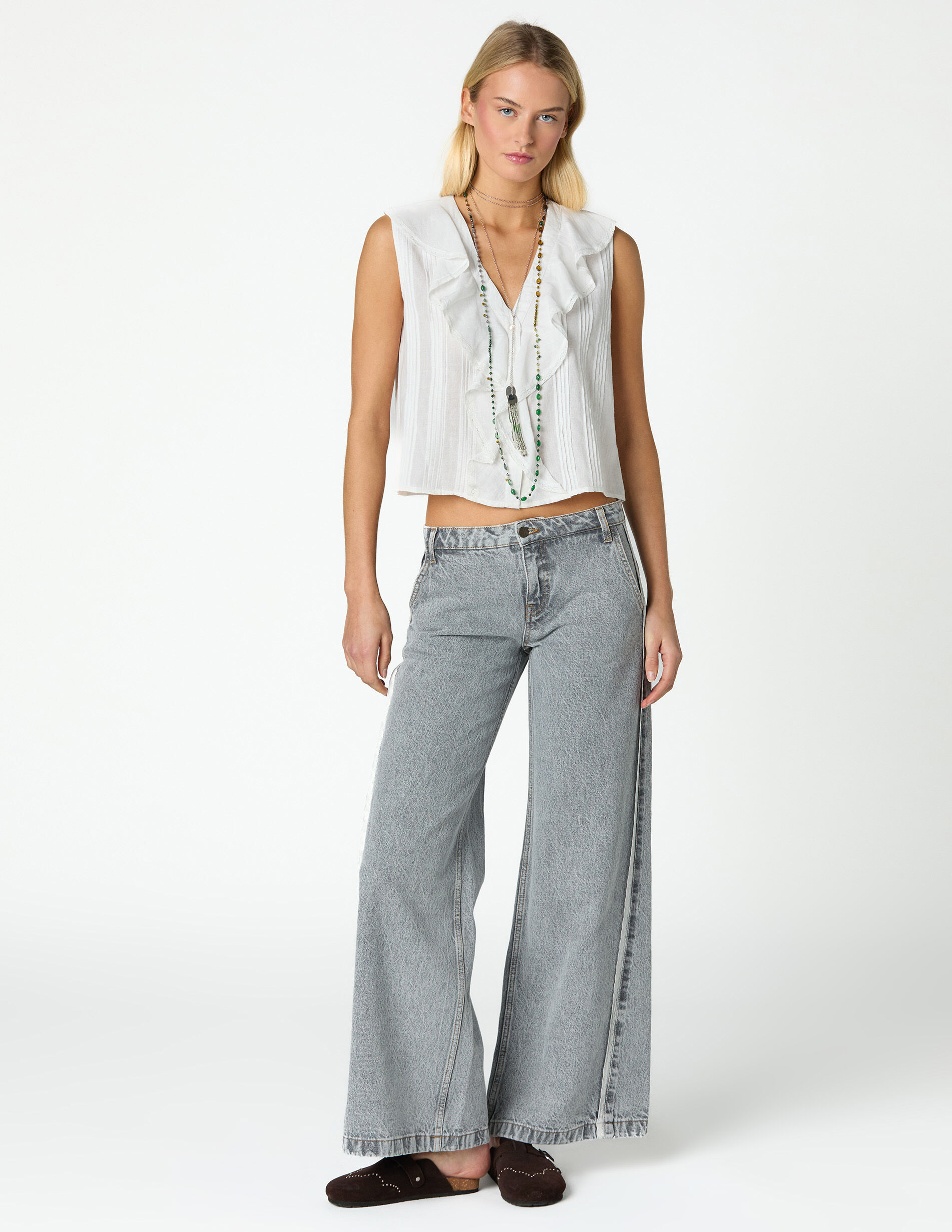 Pantalón denim gris lace | NICOLI
