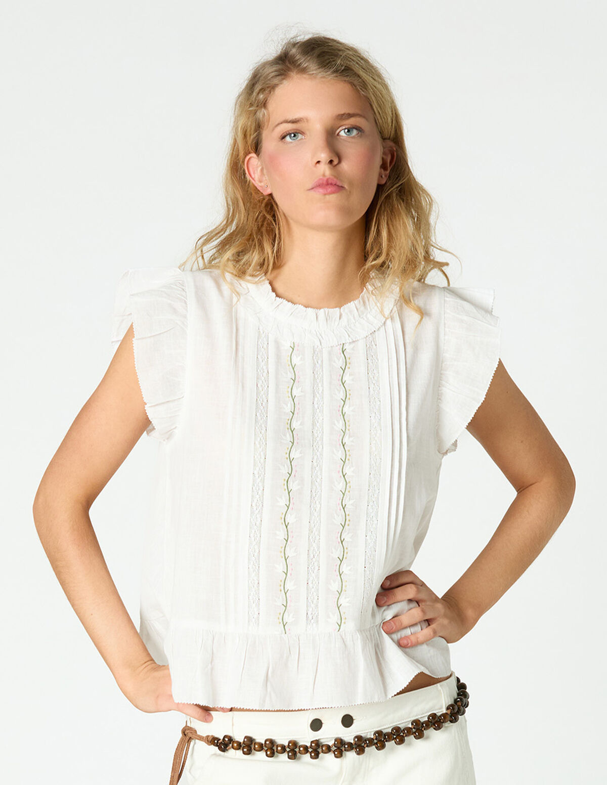 FLOWER EMBROIDERED SHIRT