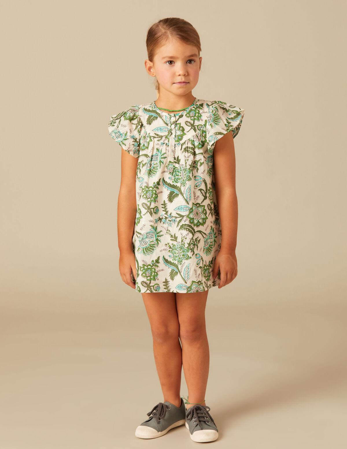 ROBE FLEUR VERTE LUREX