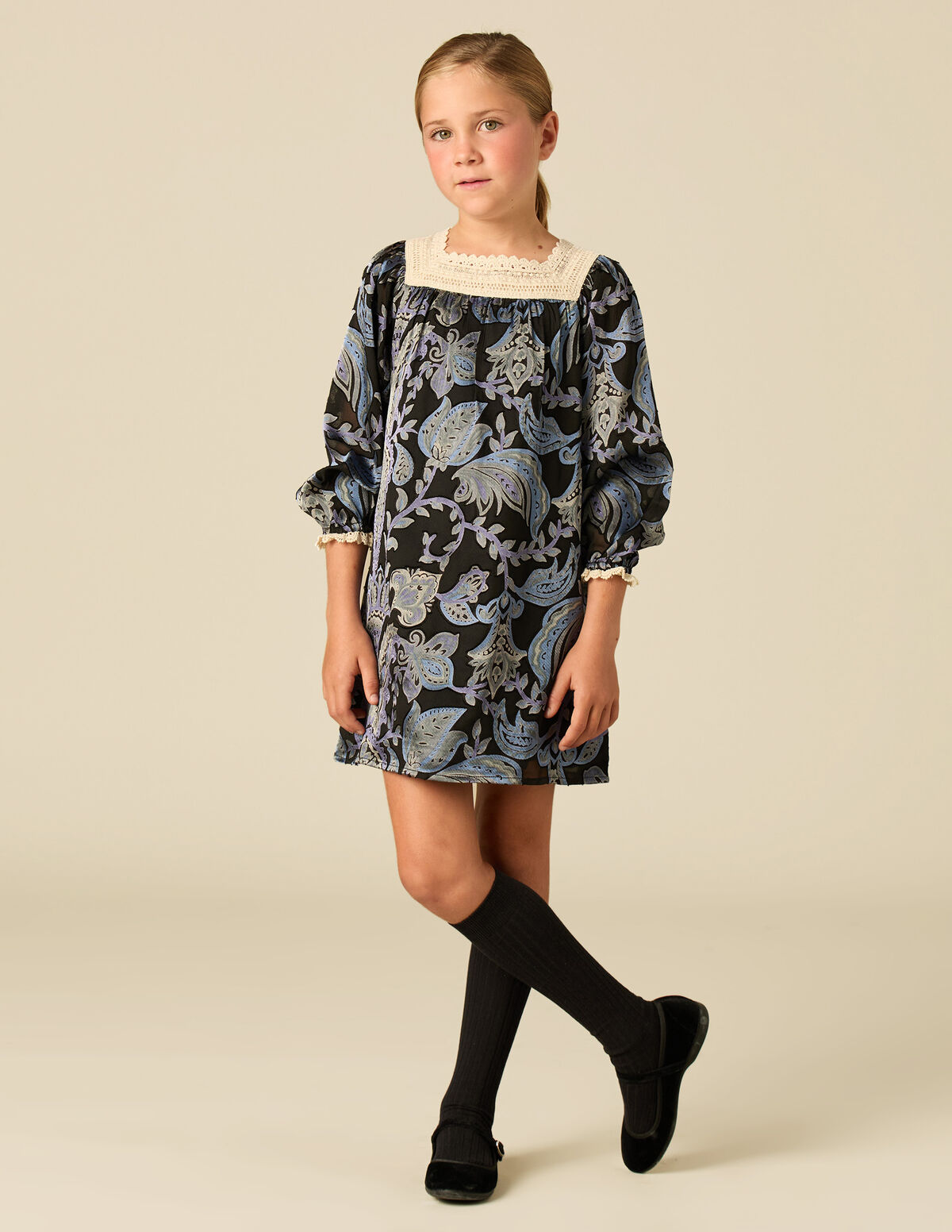 ROBE IMPRIMÉ DÉCORATIF BLEU