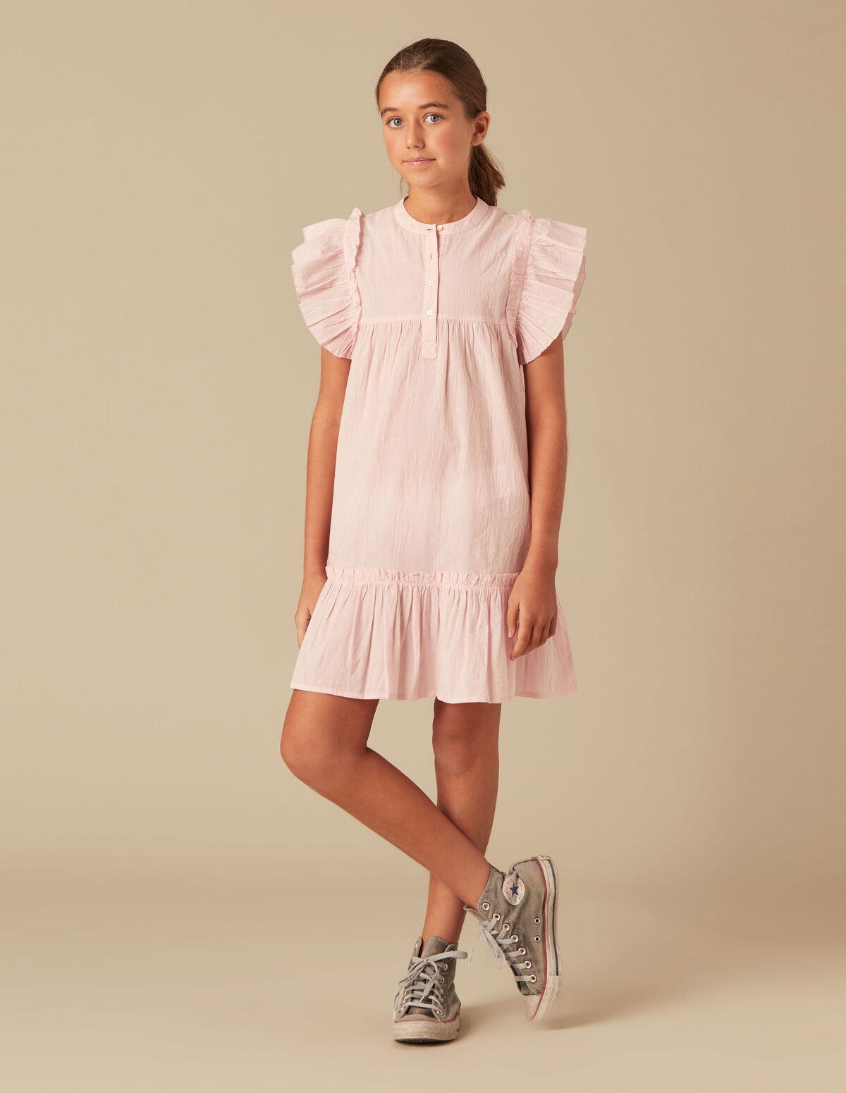 ROBE VOLANTS ROSE