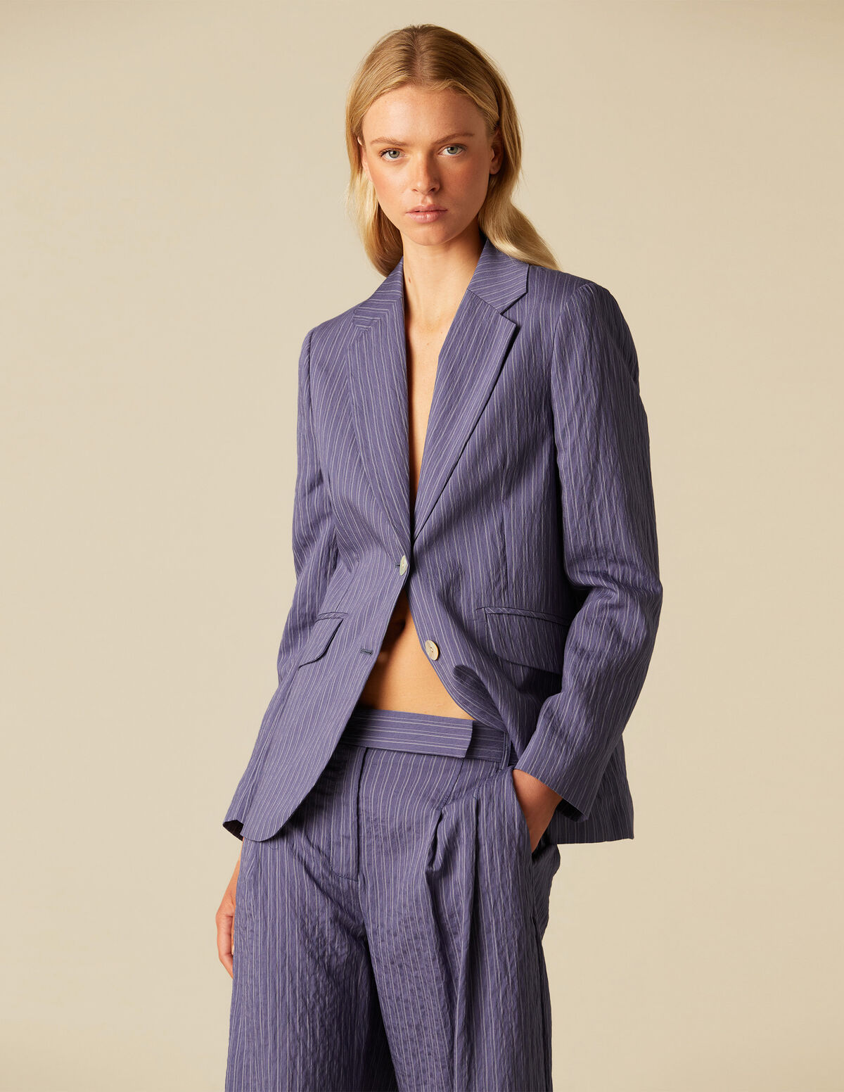 BLAZER AZUL RAYA BLANCA