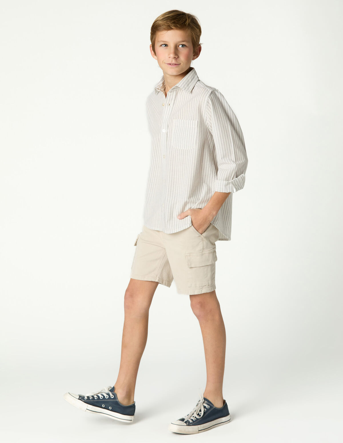 MAROON STRIPED CARGO SHORTS