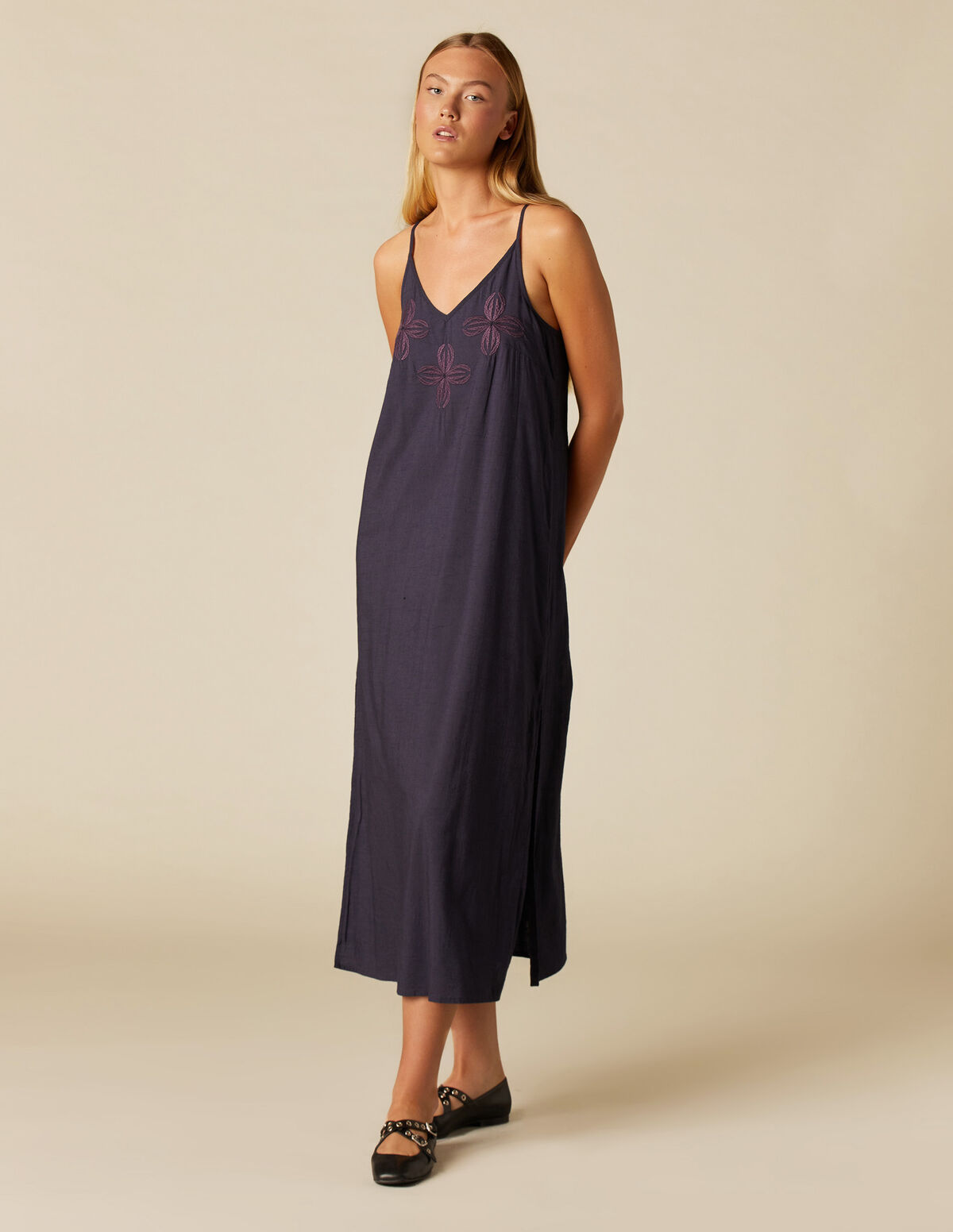 BLUE EMBROIDERED DRESS