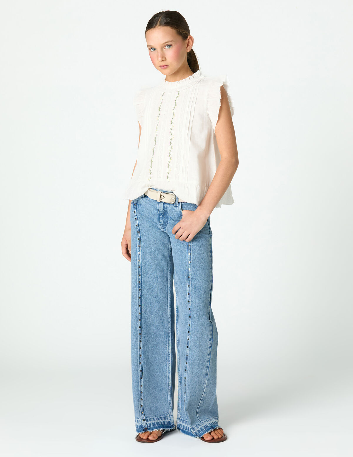 FLOWER EMBROIDERED SHIRT