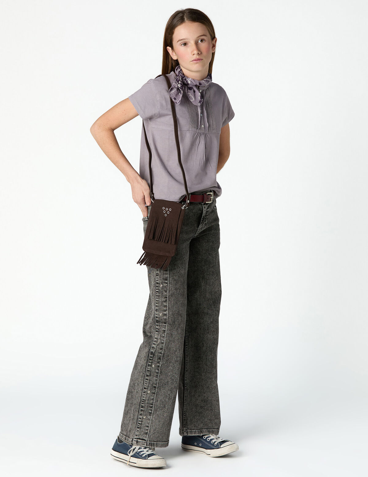 IRON GREY PIN-TUCK T-SHIRT