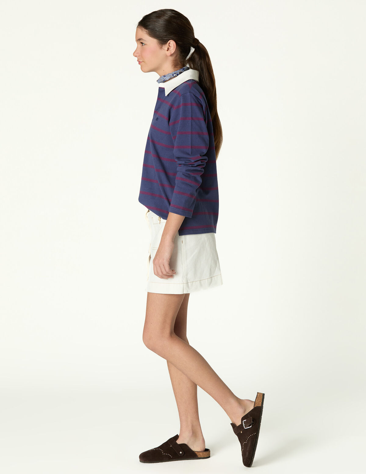 BLUE STRIPED POLO SWEATSHIRT