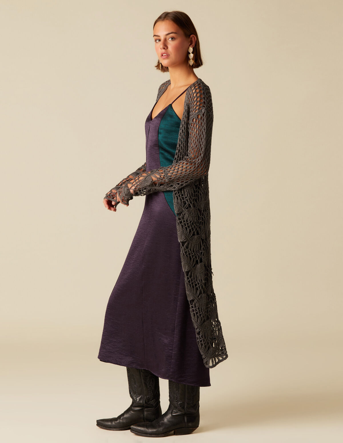 CASACO COMPRIDO MALHA CINZENTO