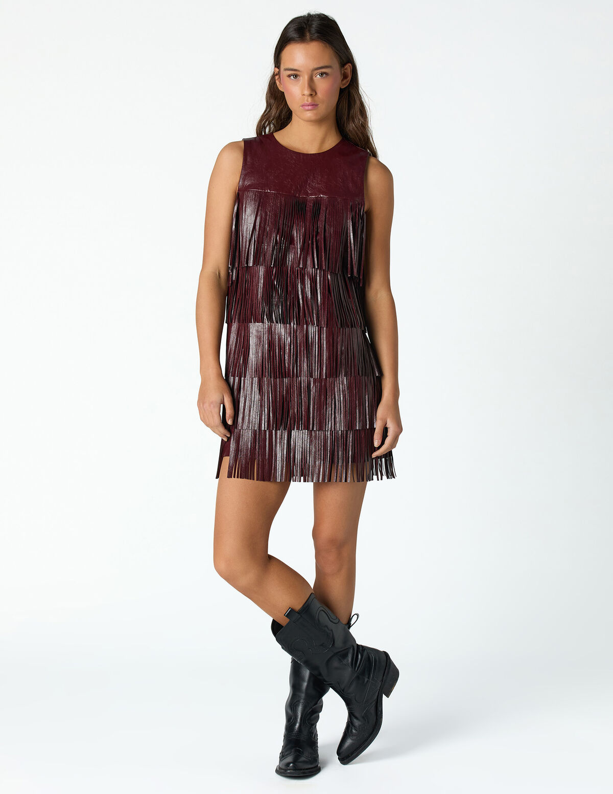 MAROON FRINGED DRESS