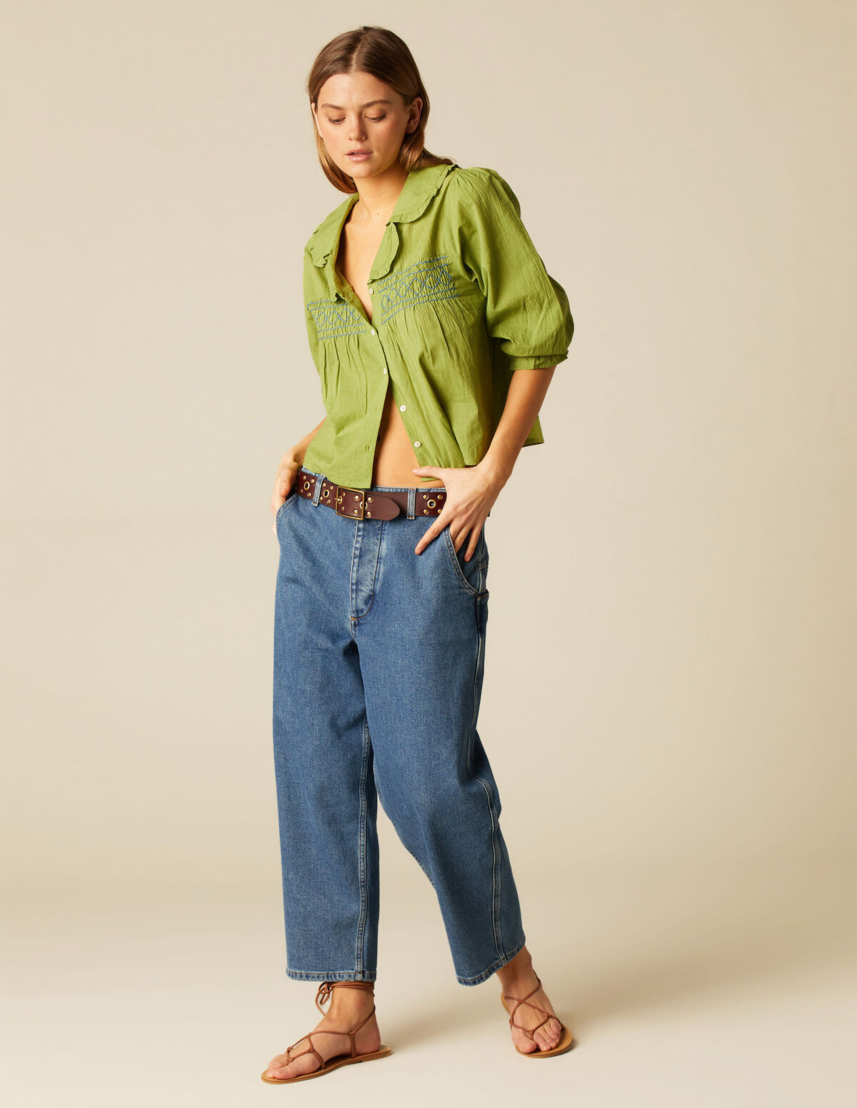 CAMISA VERDE NIDO AZUL