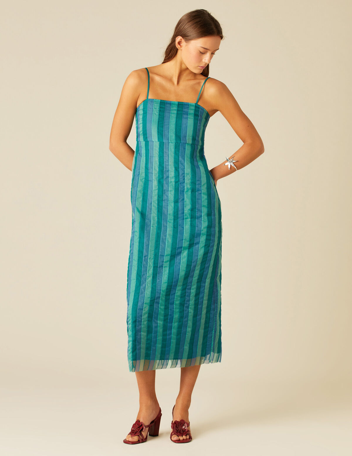 VESTIDO ORGANZA AZULES
