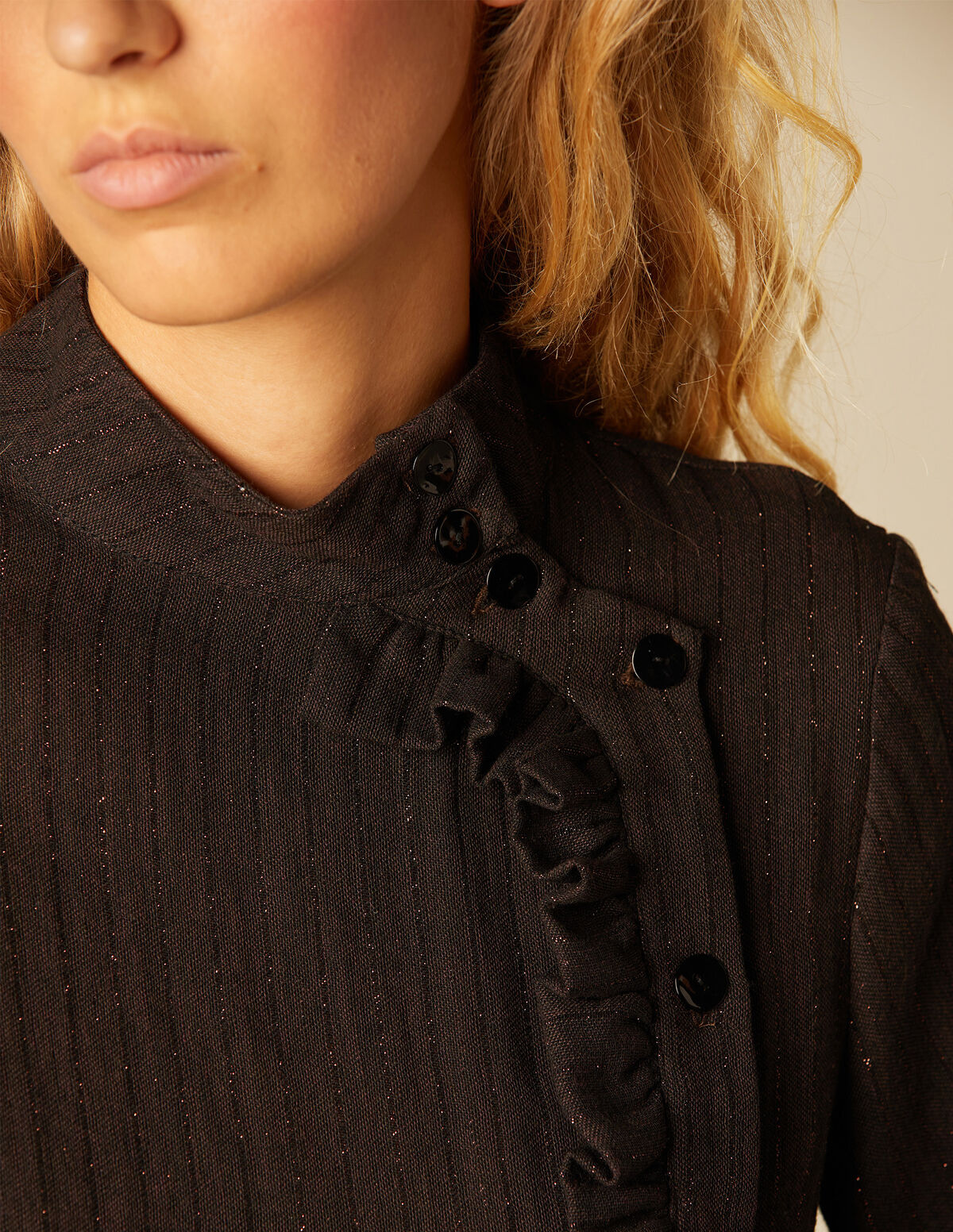 CHEMISE CROISÉE VOLANT BLEUE