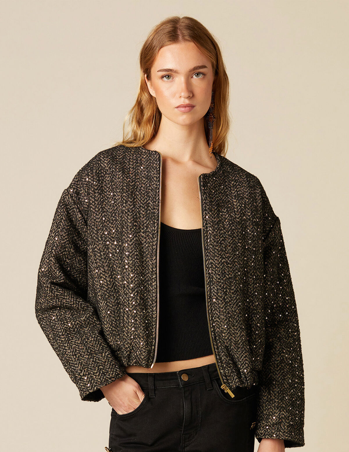 BOMBER TWEED SEQUINS