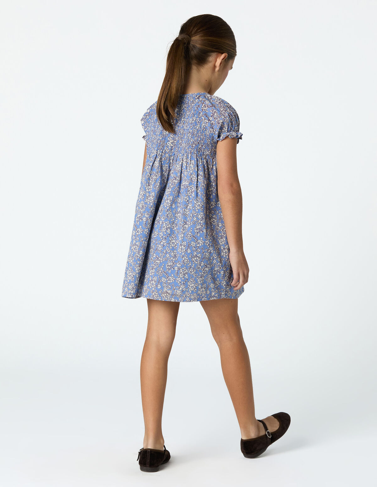 BLUE PRINT SMOCKED DRESS