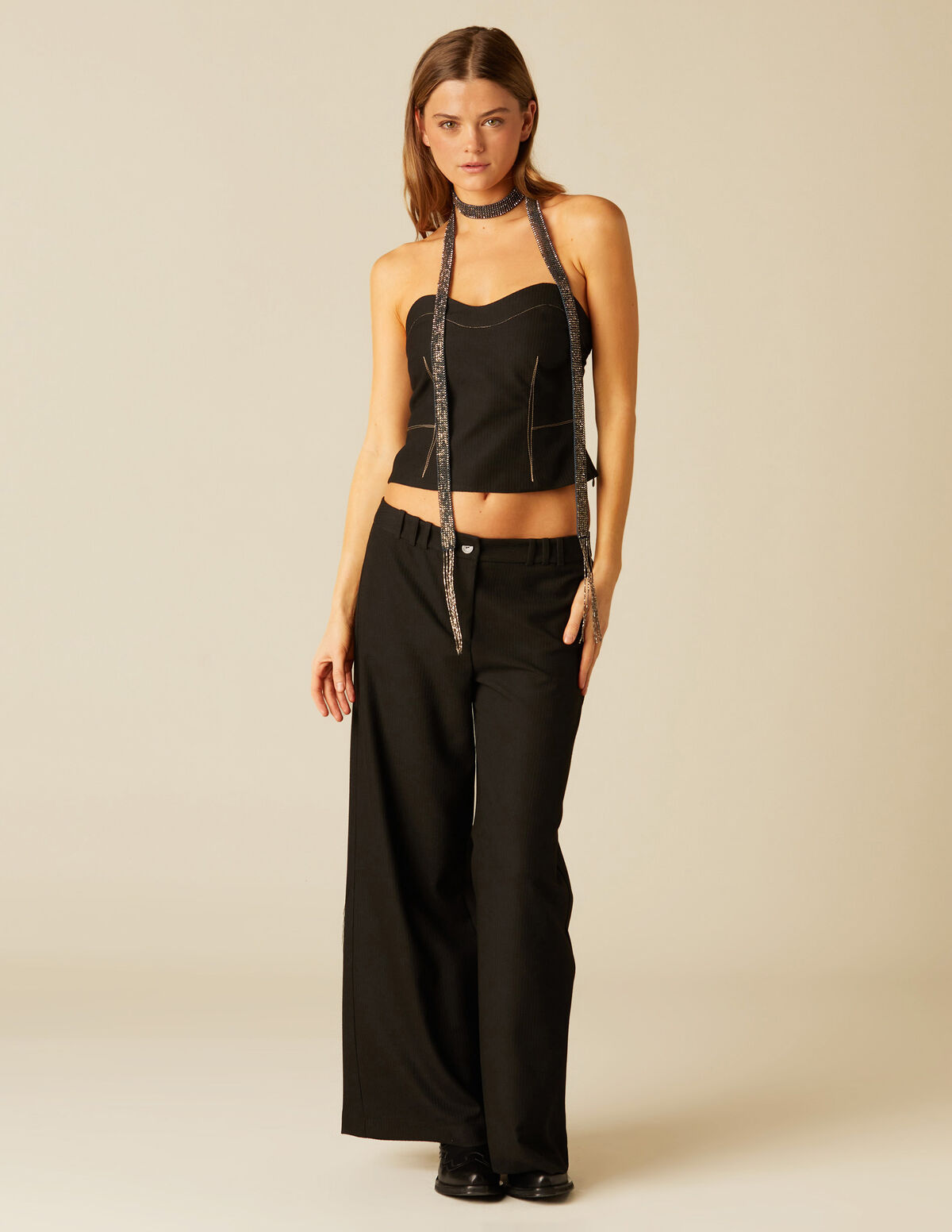 PANTALÓN ANCHO NEGRO TEXTURA