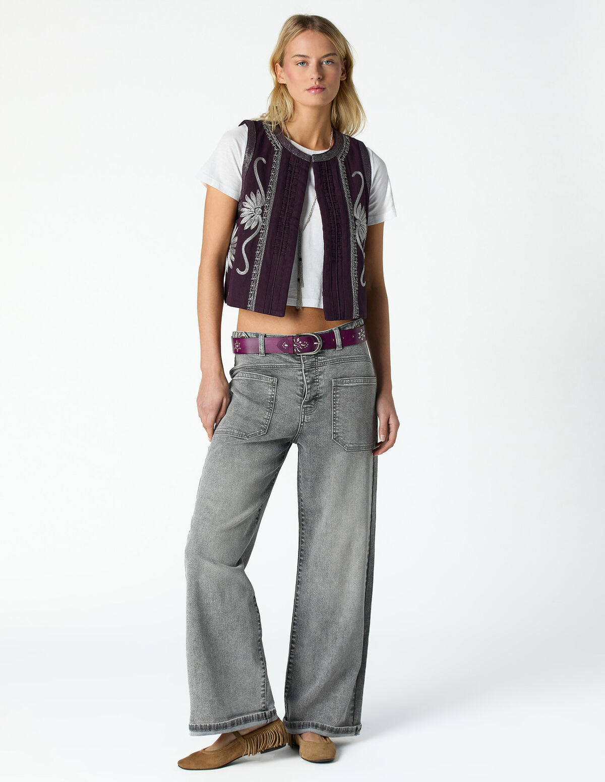 BLUE BUTTONED WAISTBAND JEANS