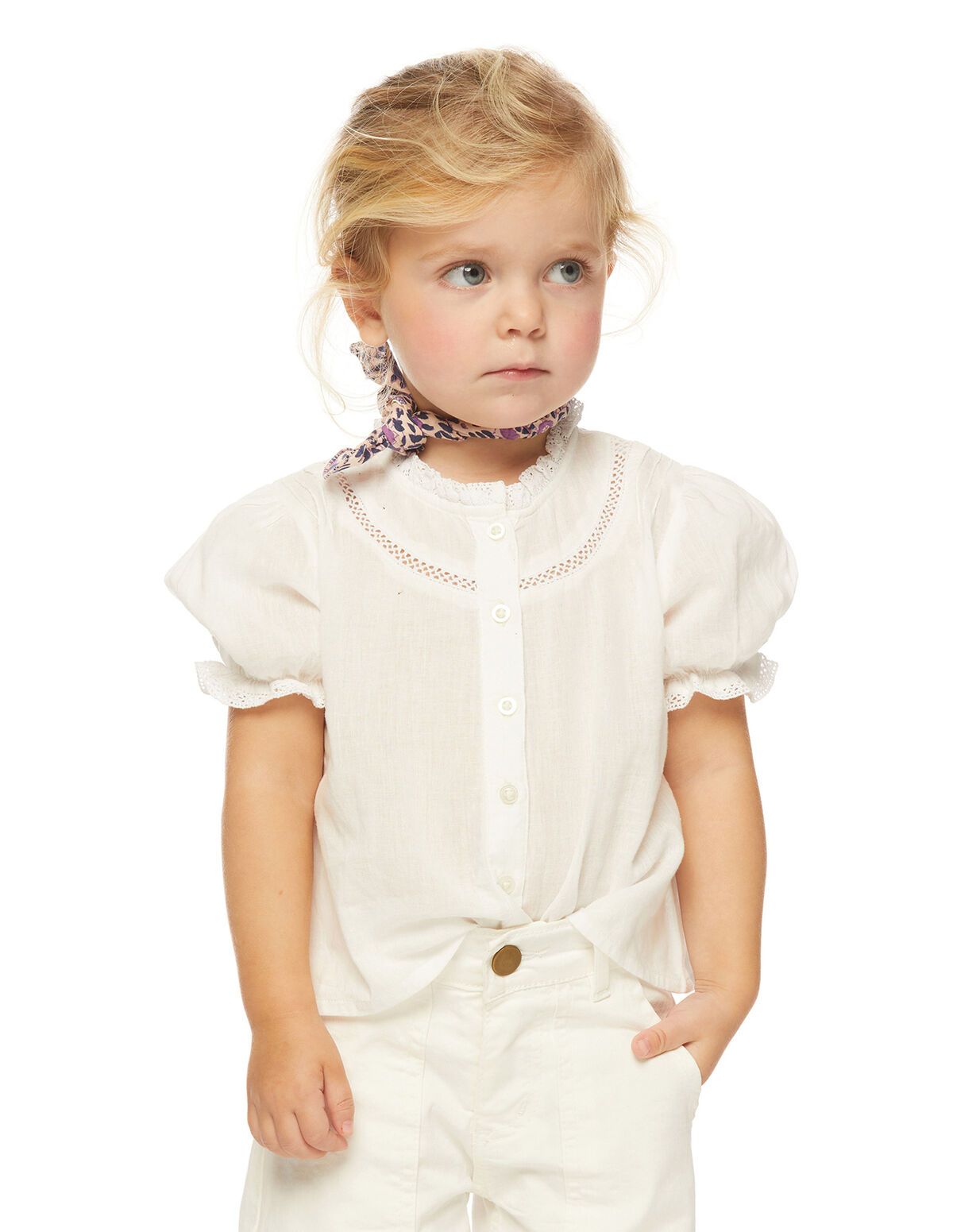 Camisa cuello perkins encajes jaretas blanca - Camisas - Nícoli