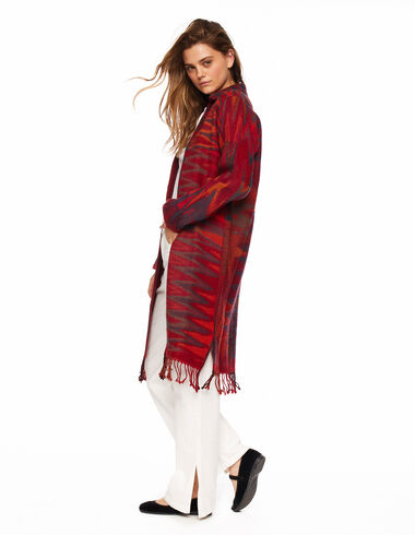 Multicoloured strawberry fringed coat - Clothing - Nícoli