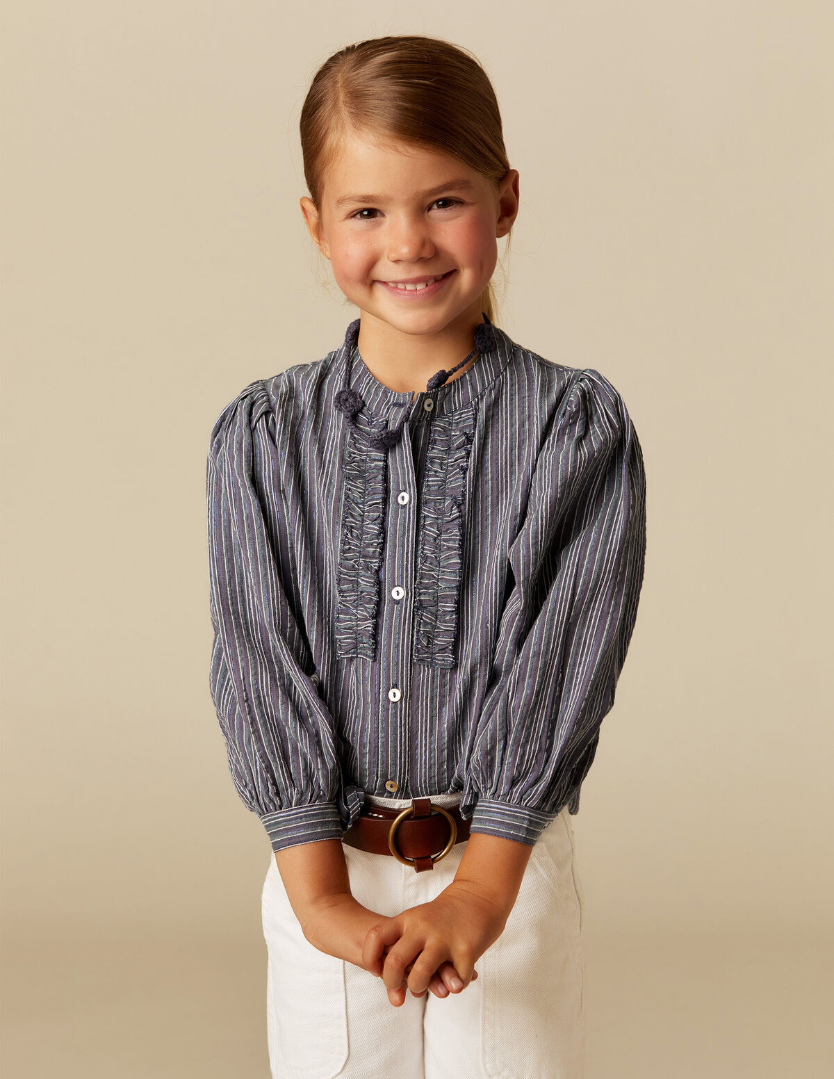 BLUE LUREX STRIPED SHIRT