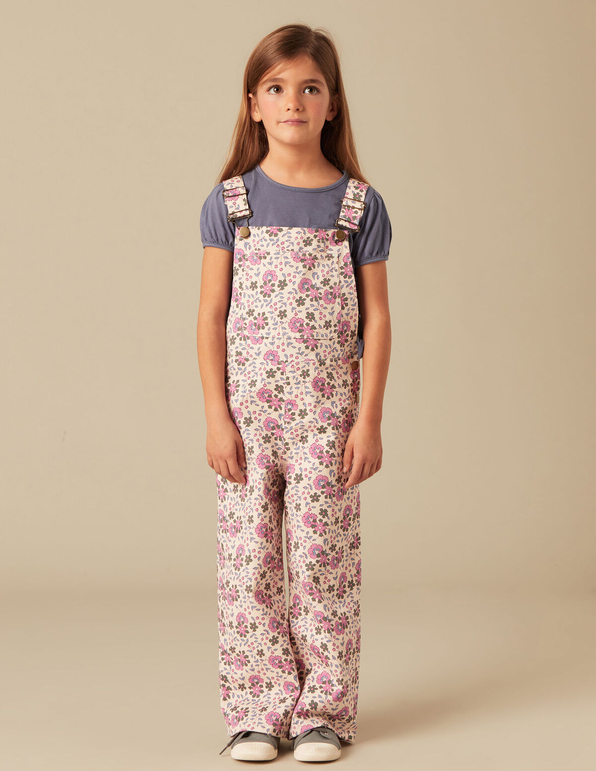 PINK AND GREEN FLORAL DUNGAREES