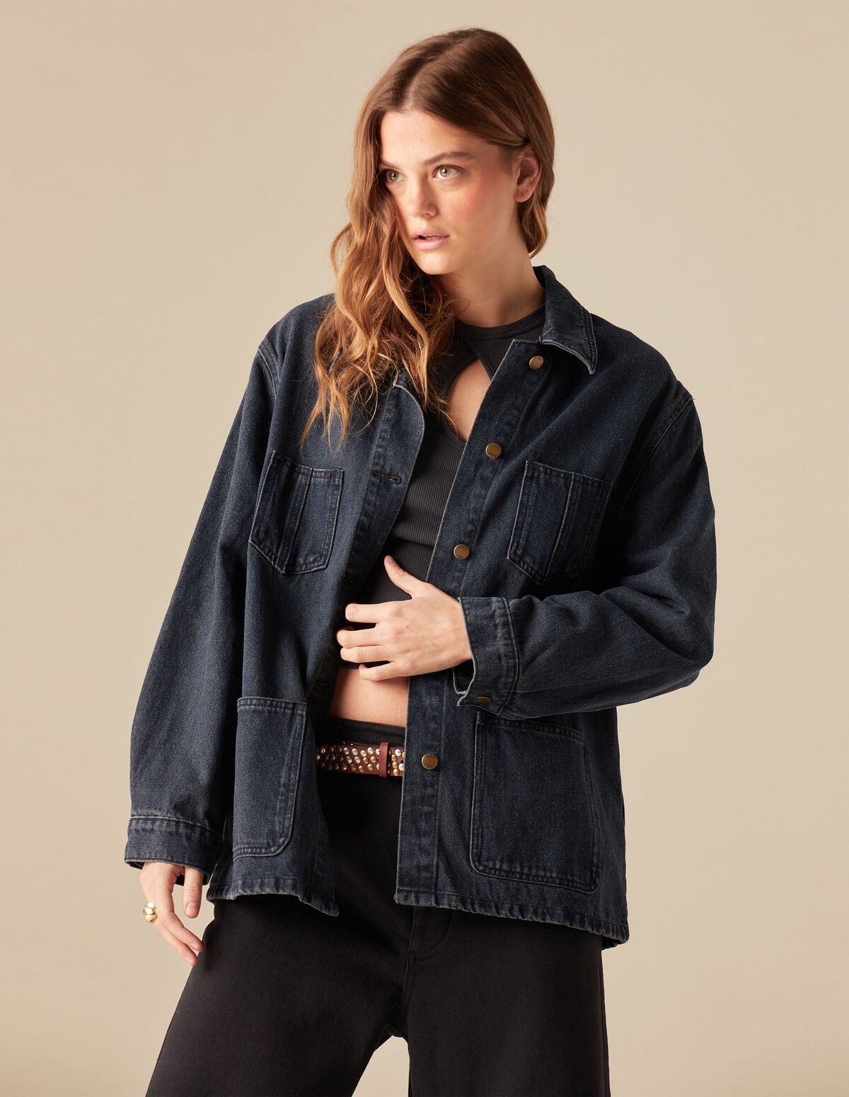 BLUE/BLACK DENIM JACKET POCKETS