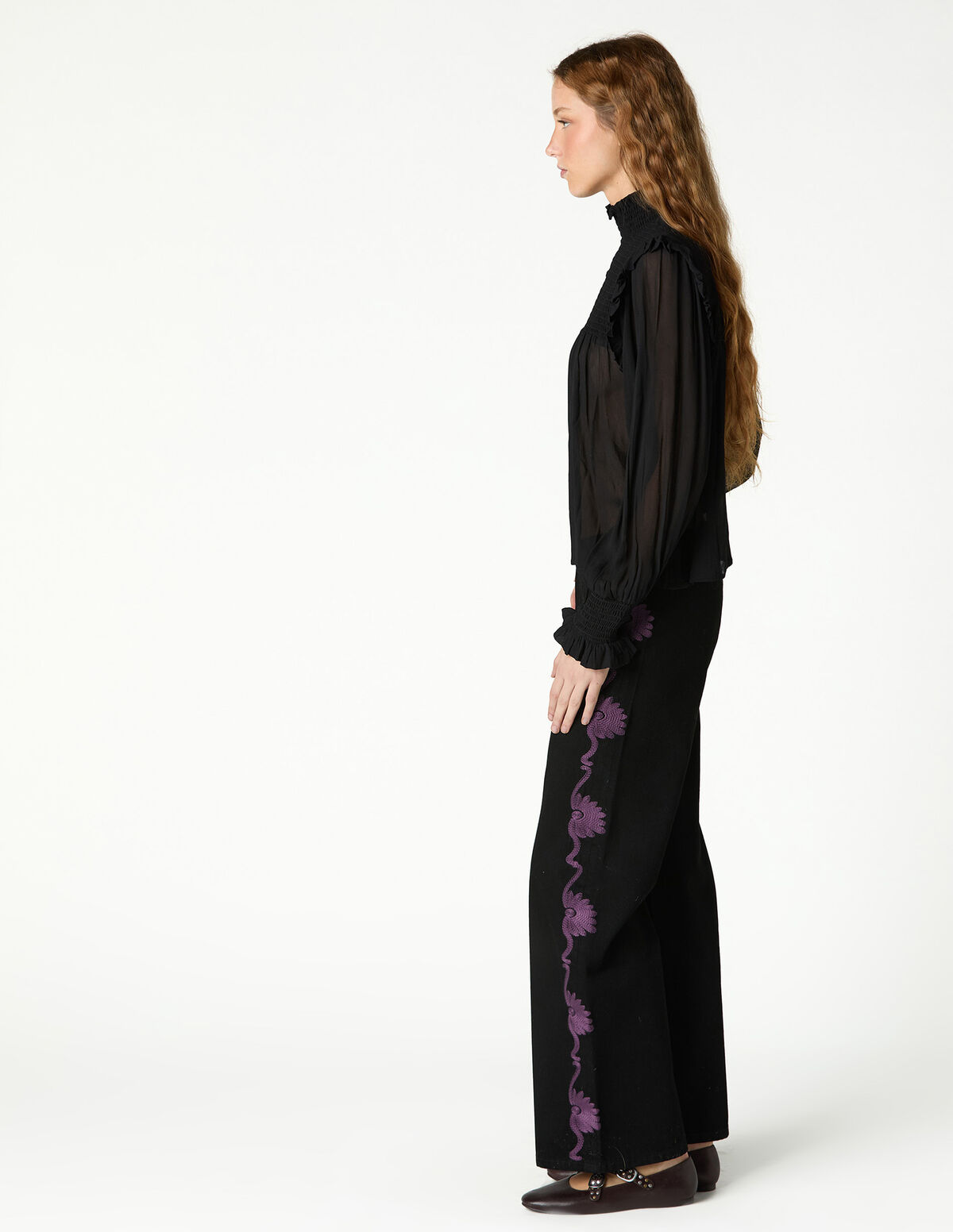 ANTHRACITE JEANS WITH SILVER EMBROIDERY