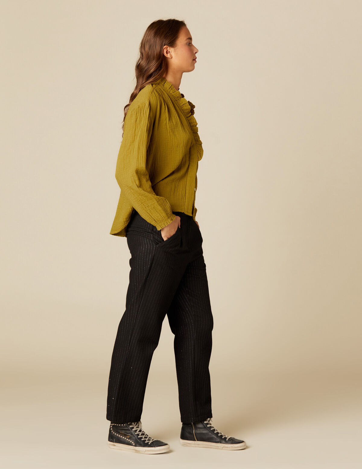 PANTAL&Oacute;N RAYA BRILLO AZUL