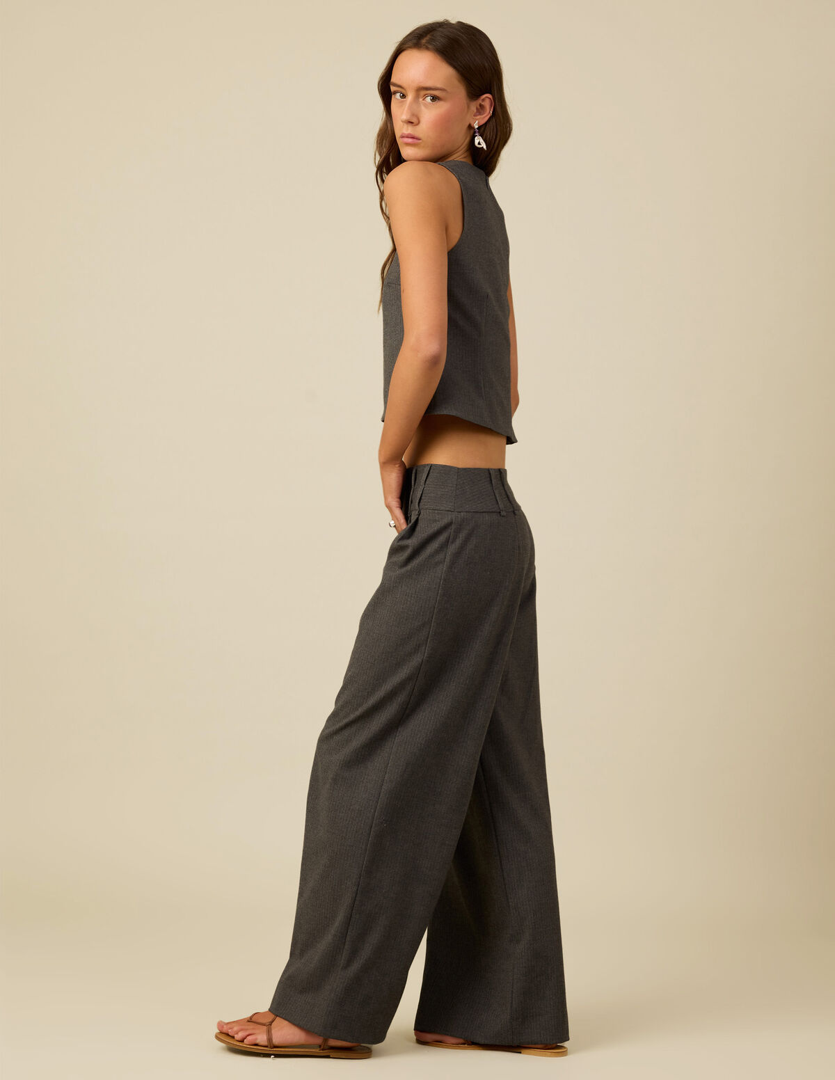 BLUE STRIPED WAISTBAND TROUSERS