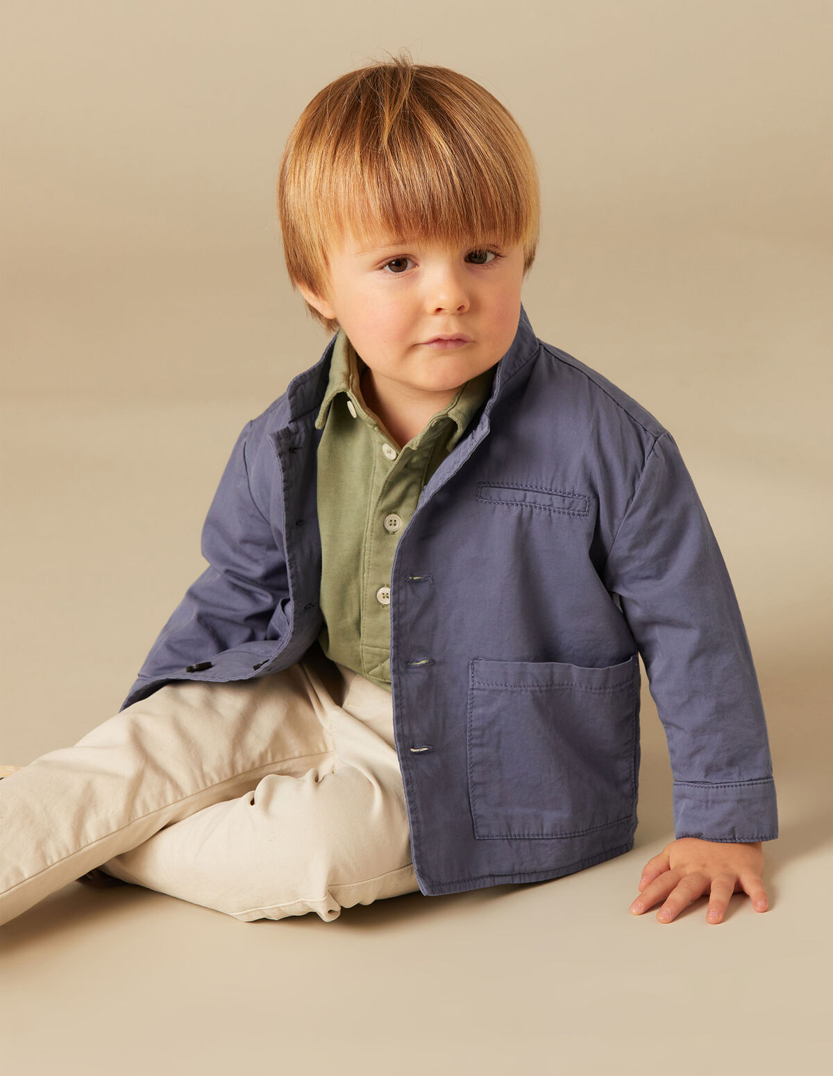 BLUE GRANDAD COLLAR JACKET