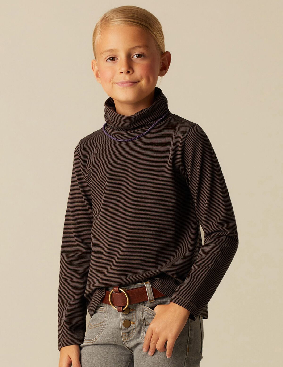 COL ROULÉ RAYURE BLEU