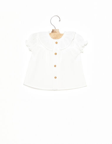 White ruffle neck buttoned shirt - View all > - Nícoli