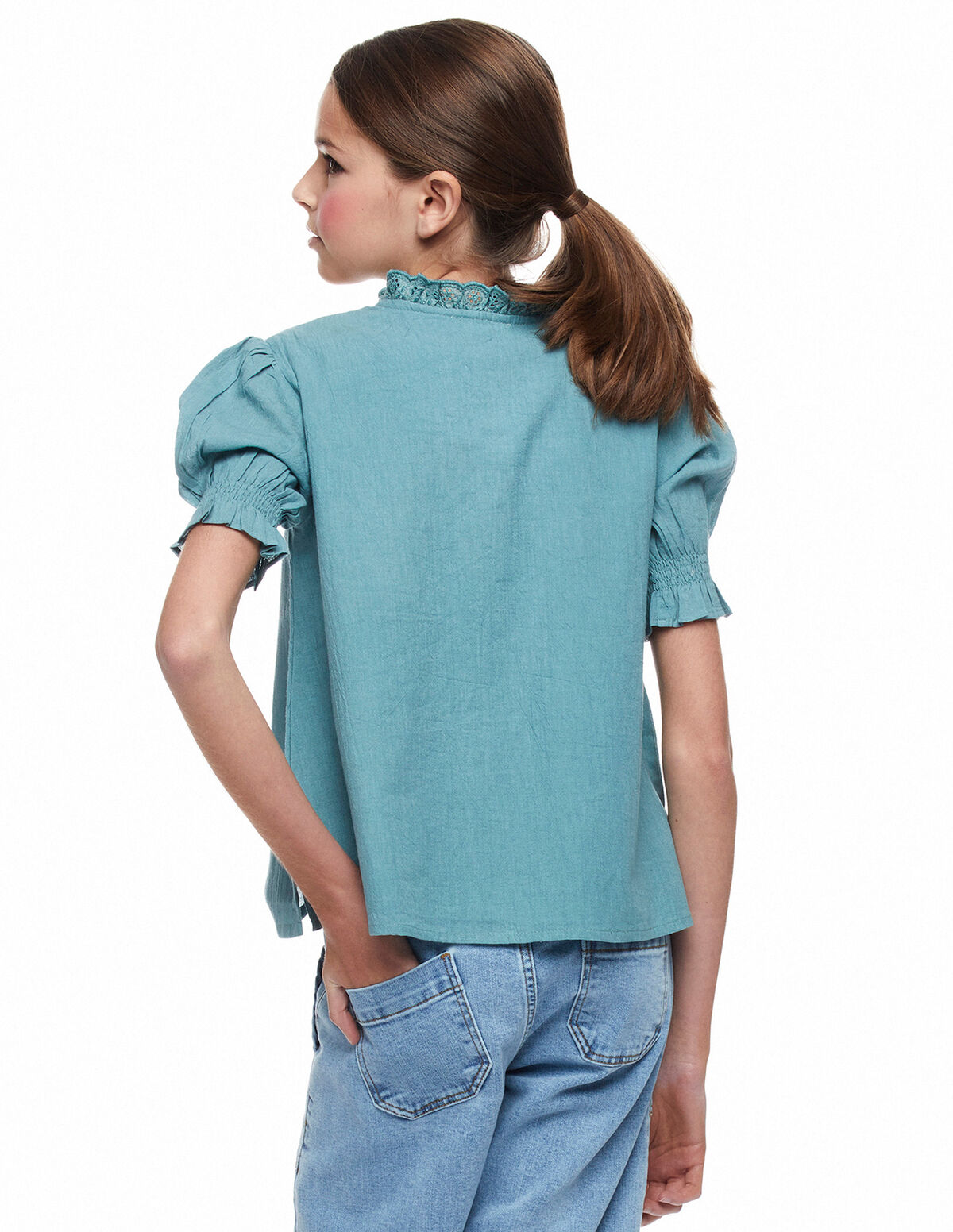 Camisa cuello perkins botones verde