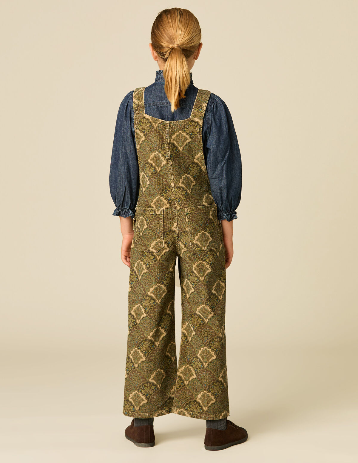 BROWN CORDUROY PRINTED DUNGAREES