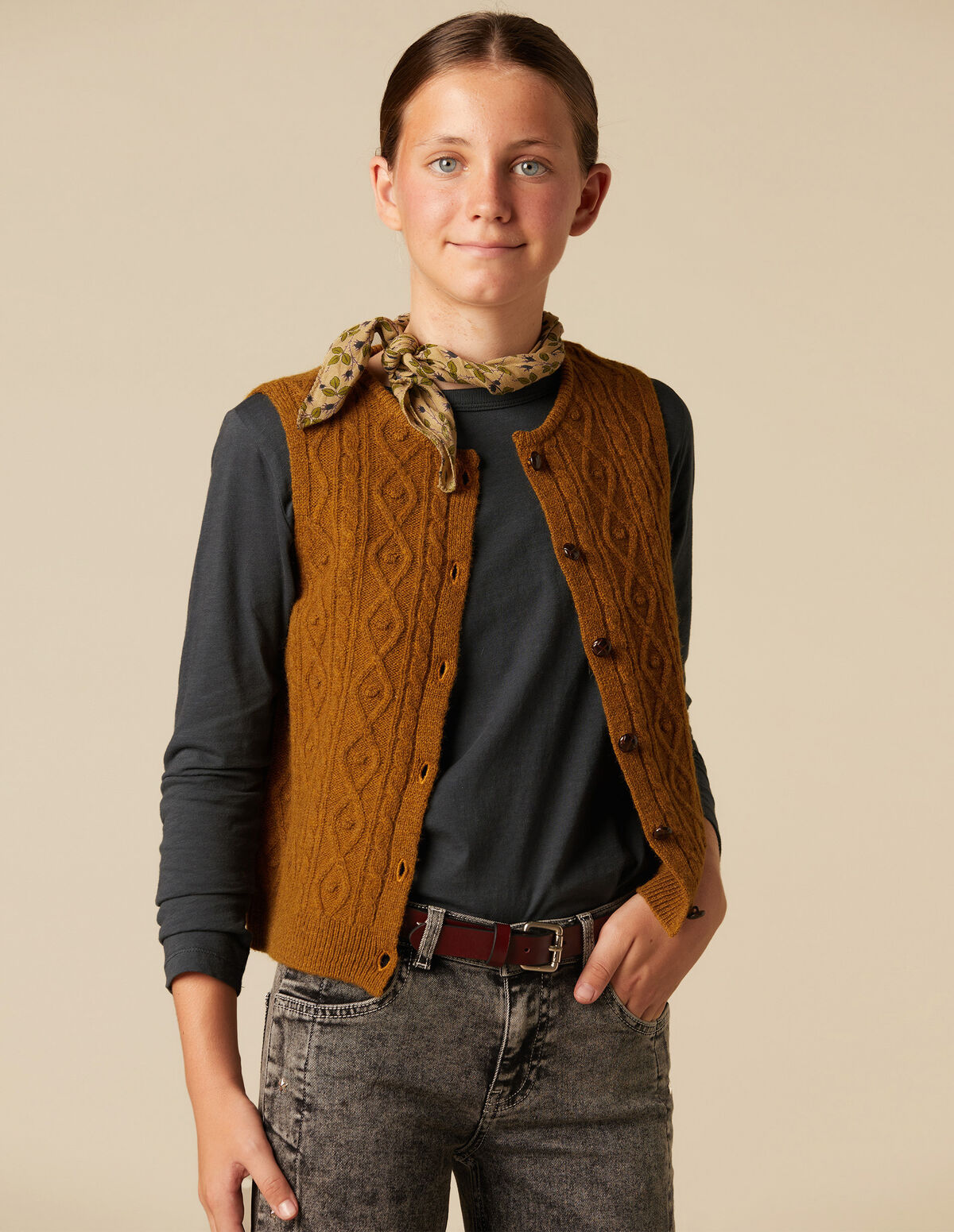 MUSTARD KNIT WAISTCOAT