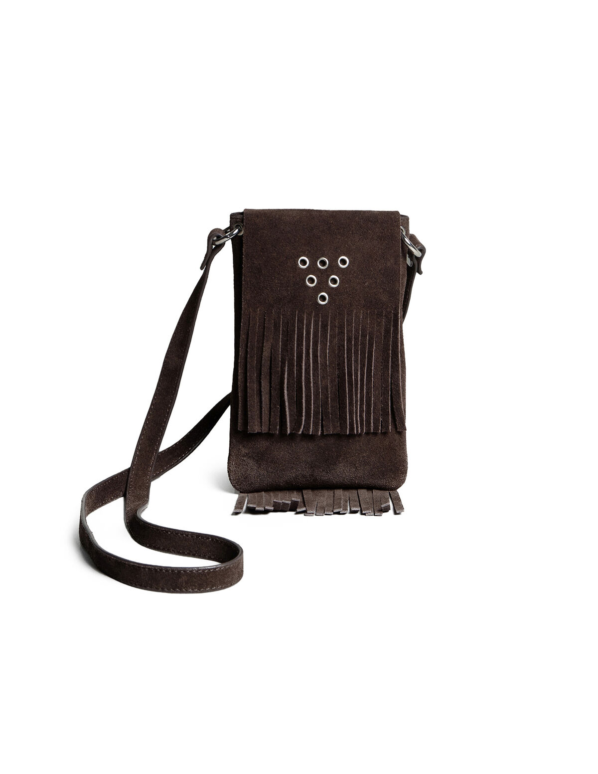 MAROON FRINGED SUEDE BAG