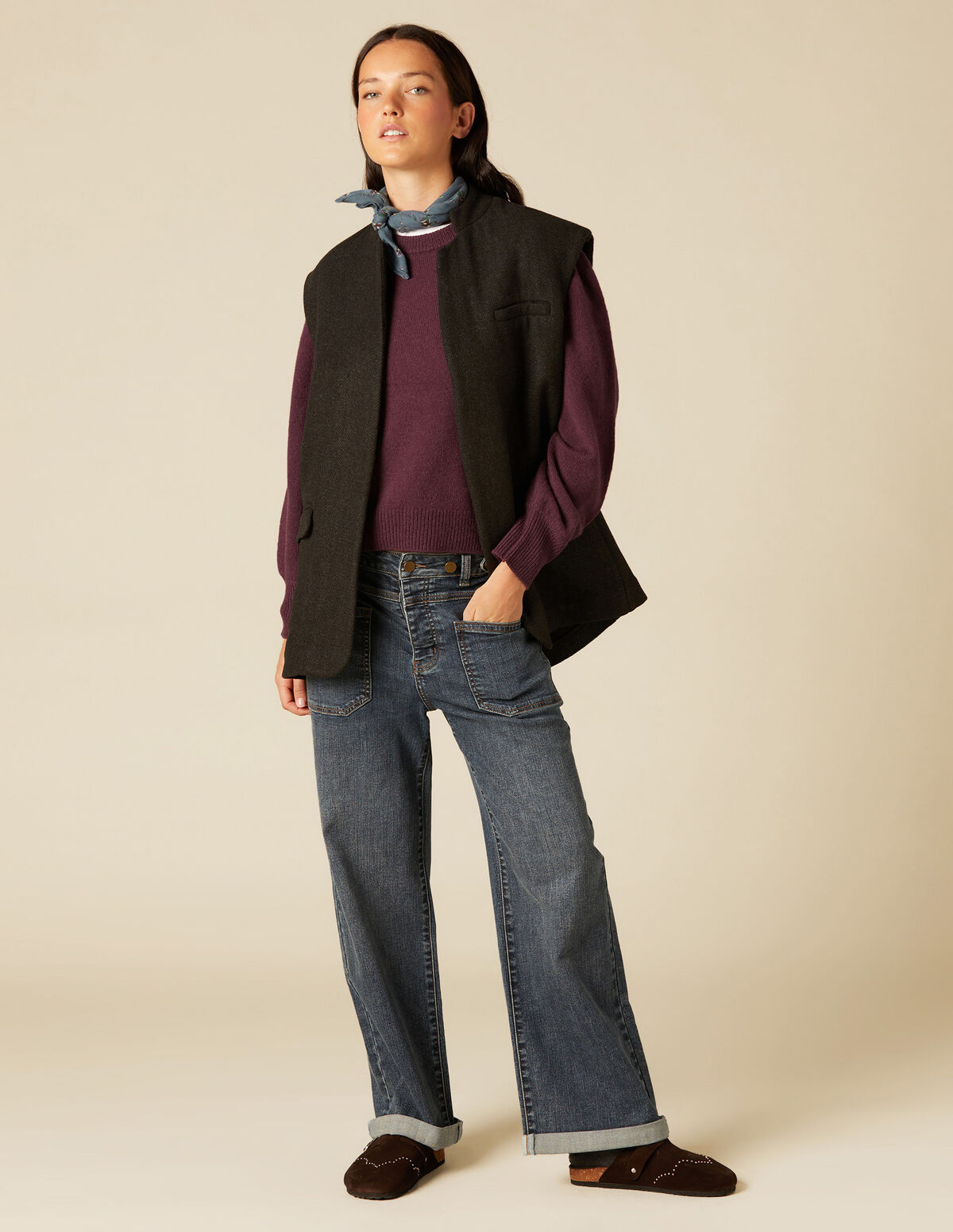 GREY OVERSIZED WAISTCOAT