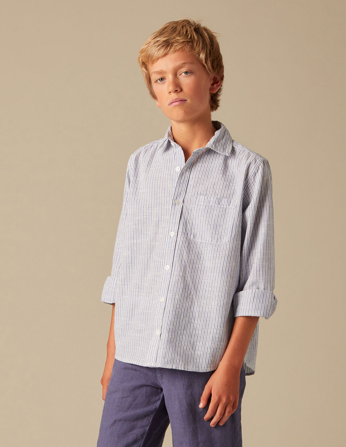 CAMISA RAYA AZUL OSCURO