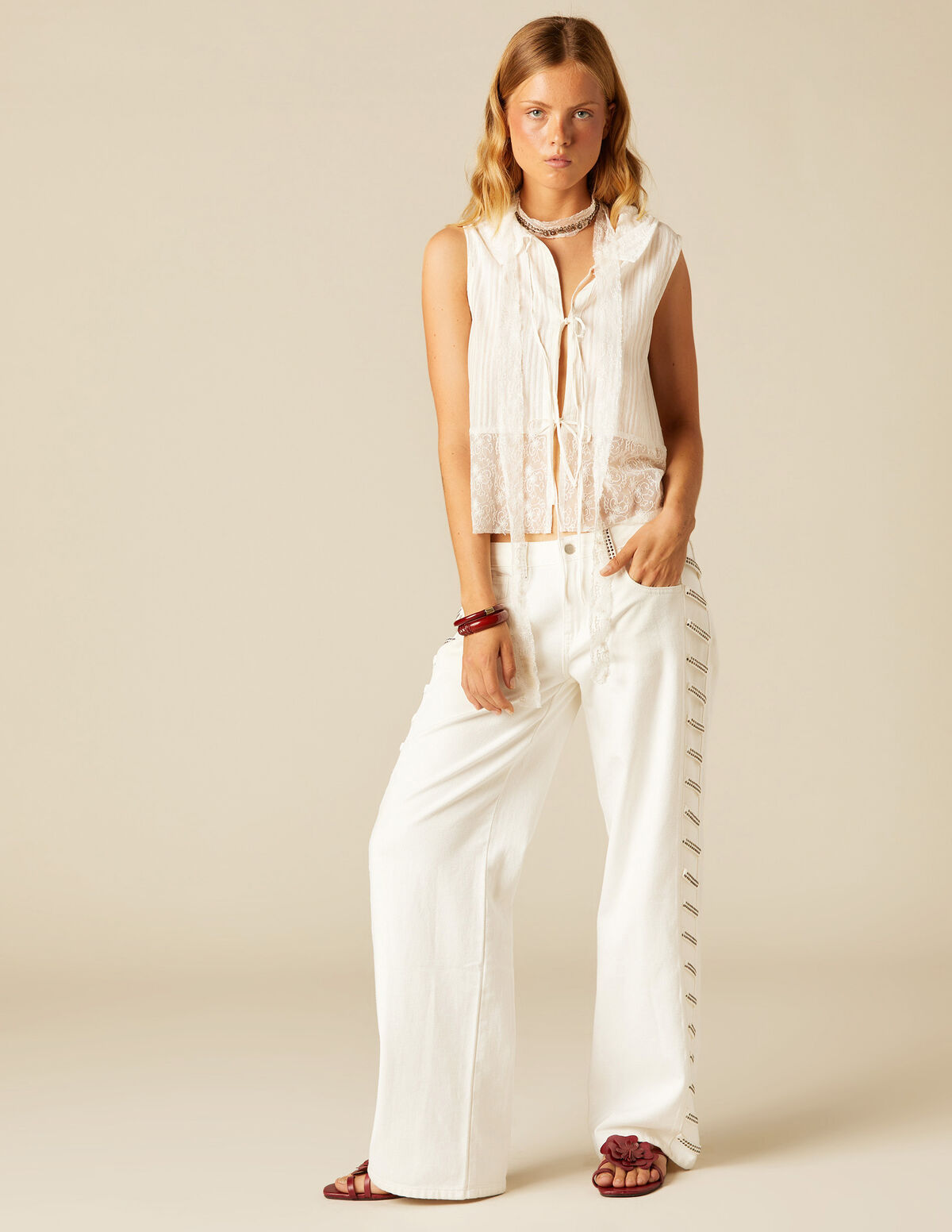 BLUE STUDDED TROUSERS