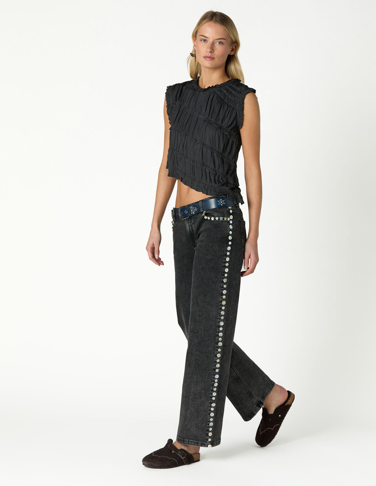 ANTHRACITE RUFFLE TOP