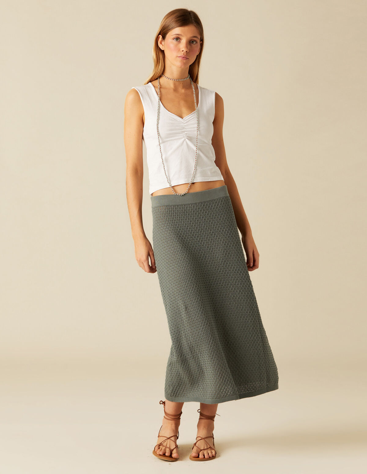 FALDA PUNTO LARGA GRIS