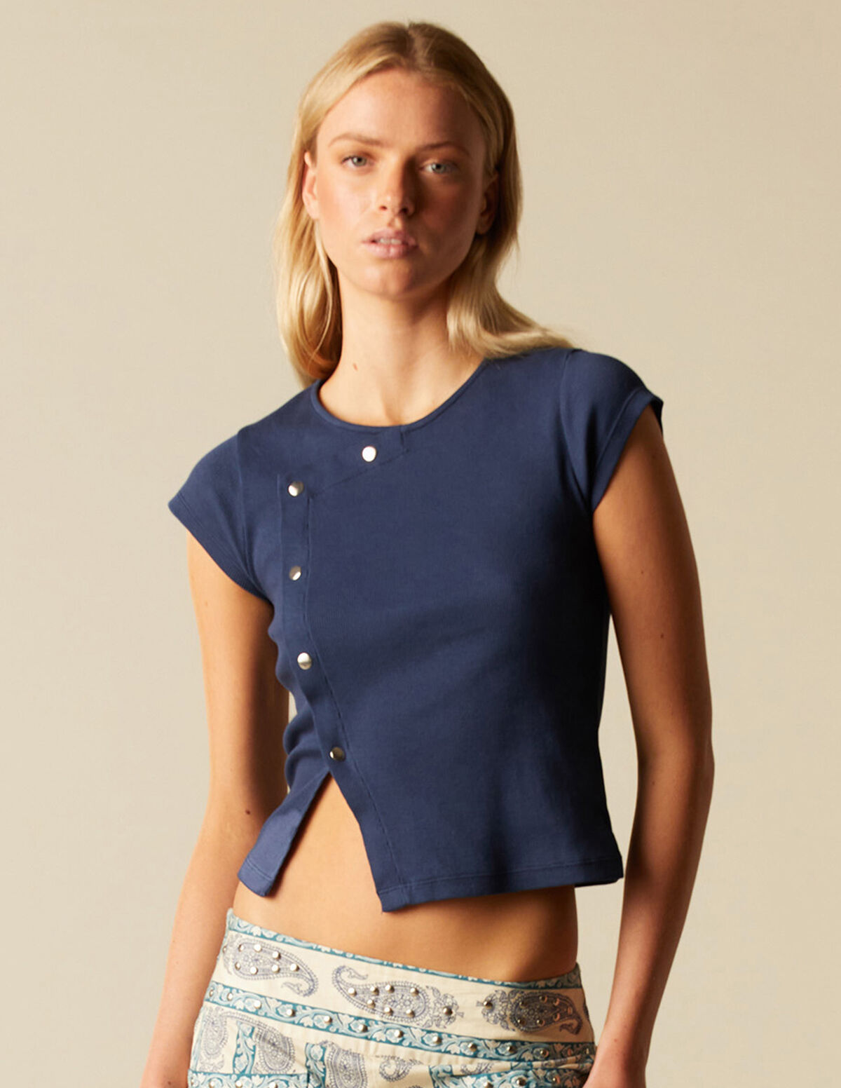 CAMISETA SNAP LATERAL AZUL