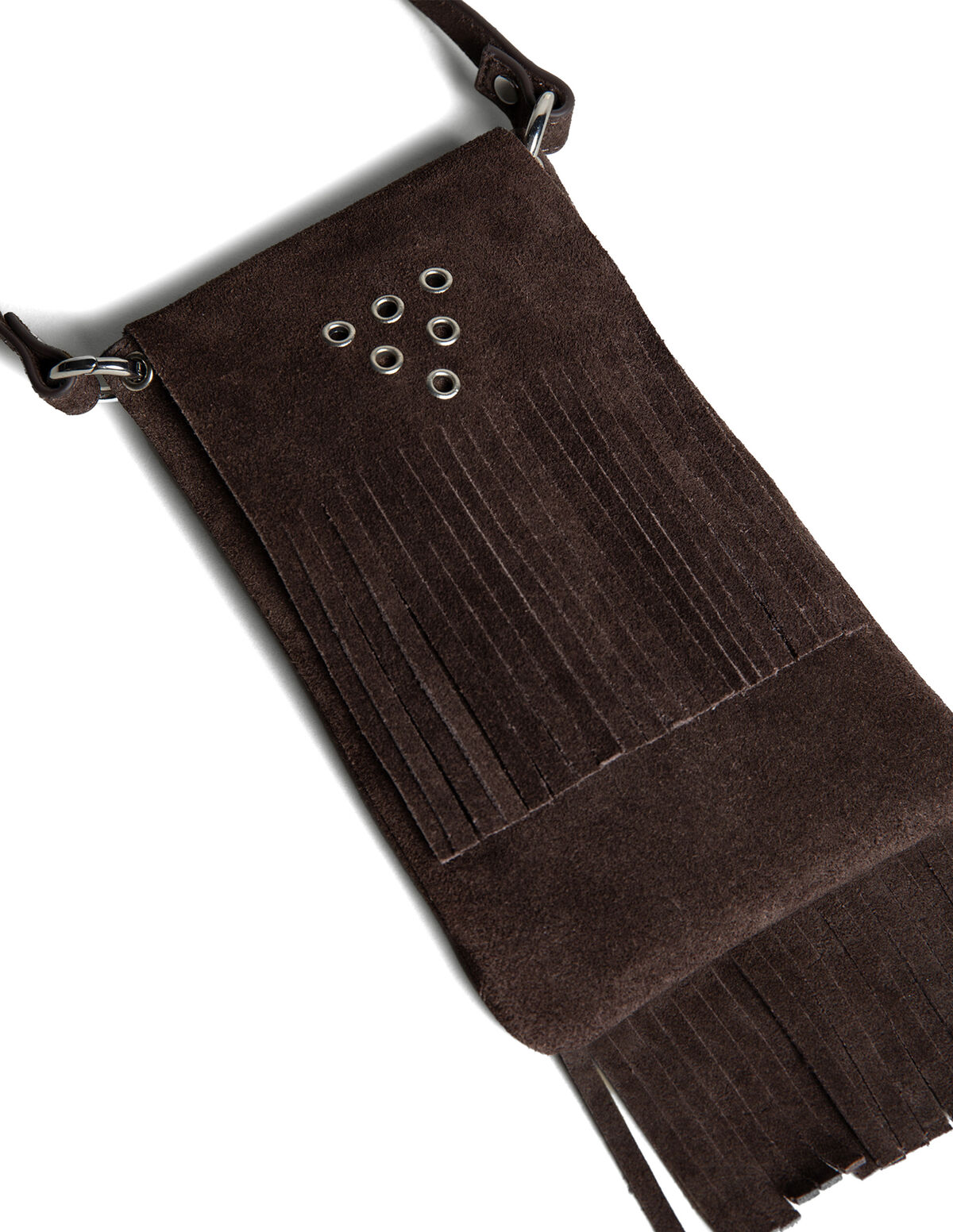 MAROON FRINGED SUEDE BAG