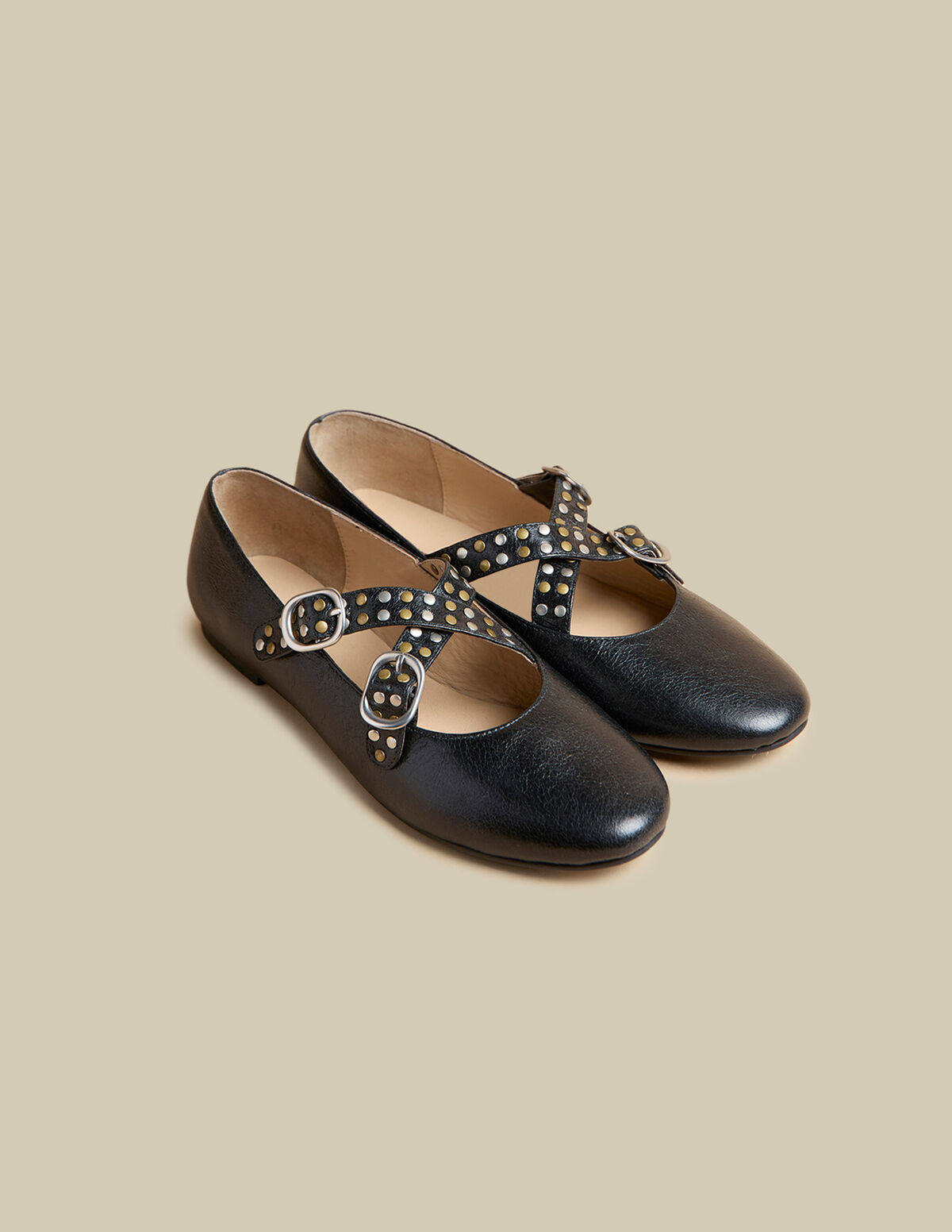 BROWN STUDDED BALLERINA